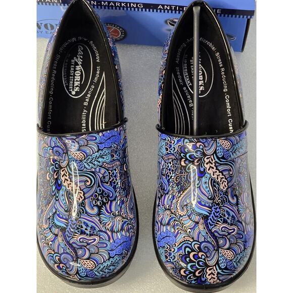 Easy Works Lyndee Women's Slip On Blue Pop New In Box Size 12 M Funky Retro - Picture 2 of 7
